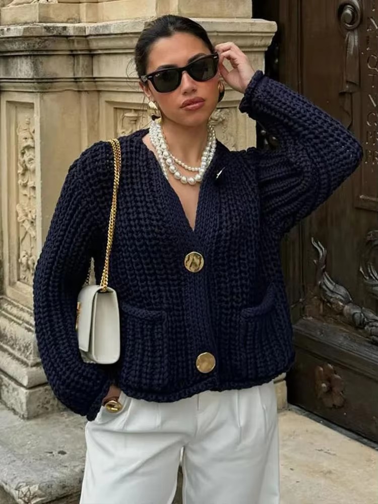 Vintage Fashion Postcards - HH Autumn Knitted Cardigan For Women