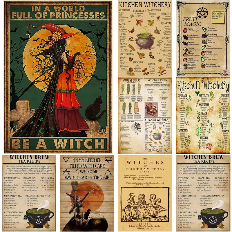 Vintage Fashion Wallpaper - Kitchen Witchery Poster Retro Witch Brew