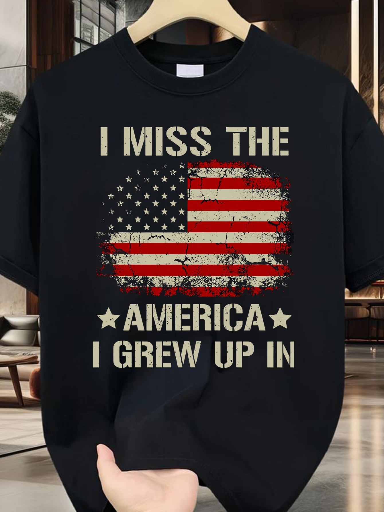 Vintage Fashion Look - [Plus Size Graphic T-Shirt] Black Distressed
