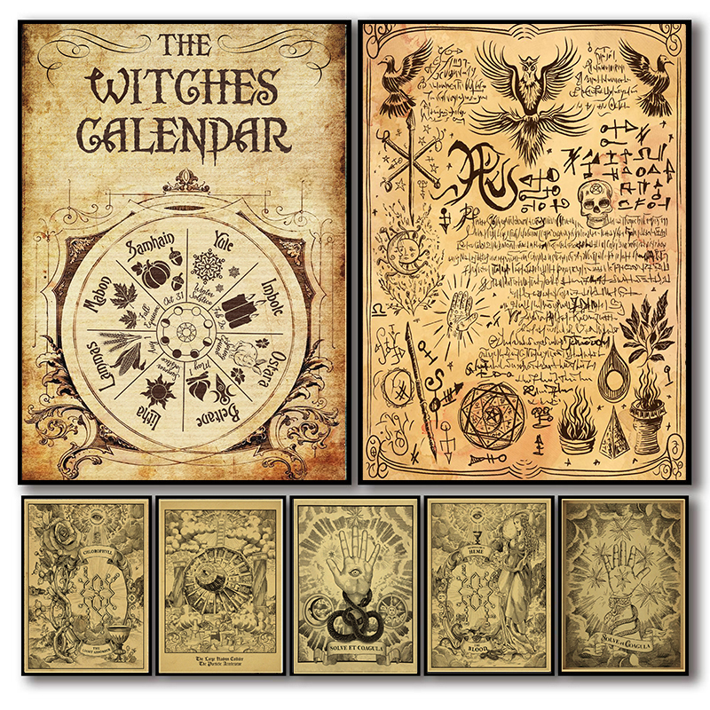 Vintage Fashion Wallpaper - Medieval Witchcraft Poster Painting Magic and