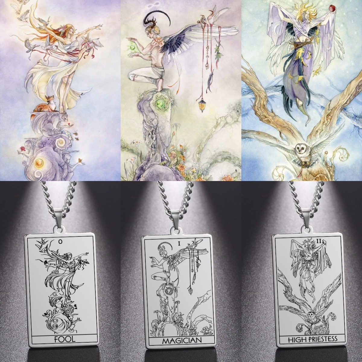 Vintage Fashion Postcards - 22 Major Arcana Tarot Card Pendant