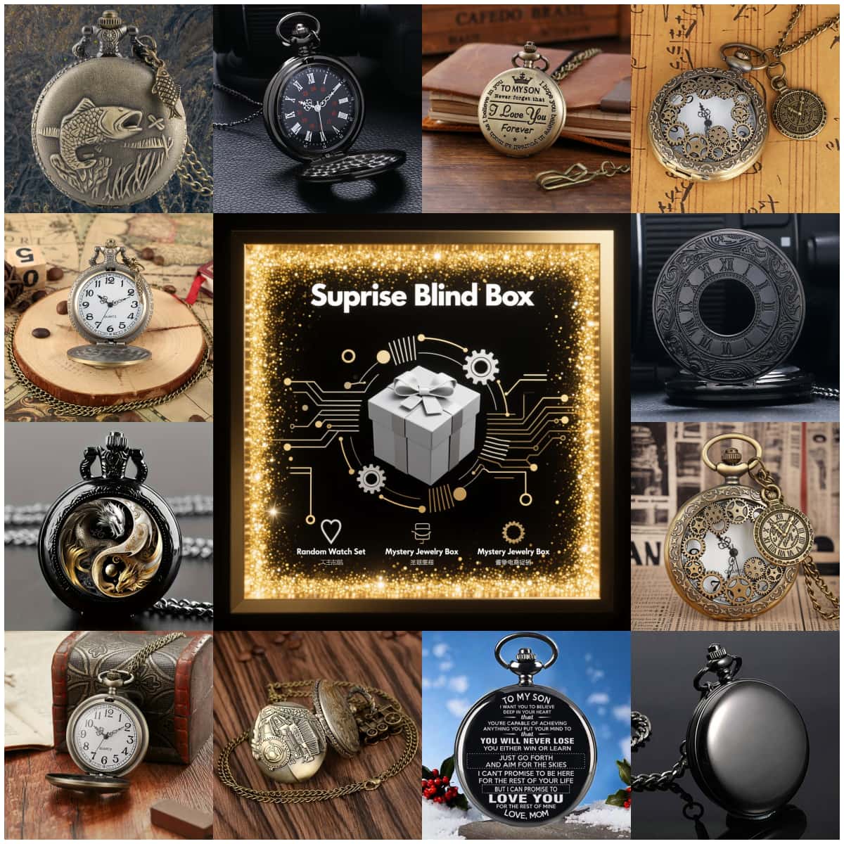 1PC Surprise Mystery Watch Bli - Vintage Fashion For Men ulasan dan harga