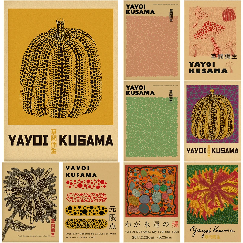 Yayoi Kusama Exhibition Poster - Vintage Fashion Wallpaper ulasan dan harga