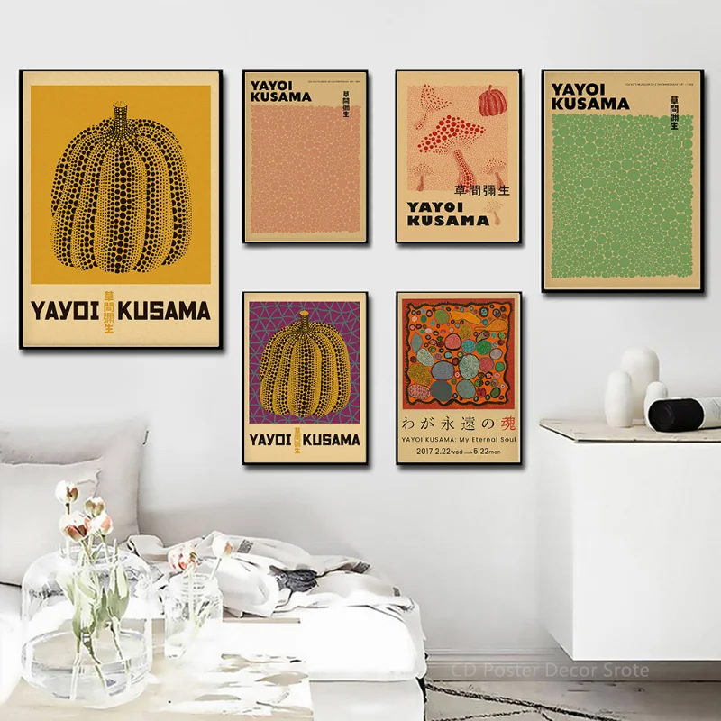 Yayoi Kusama Exhibition Poster - Vintage Fashion Wallpaper ulasan dan harga