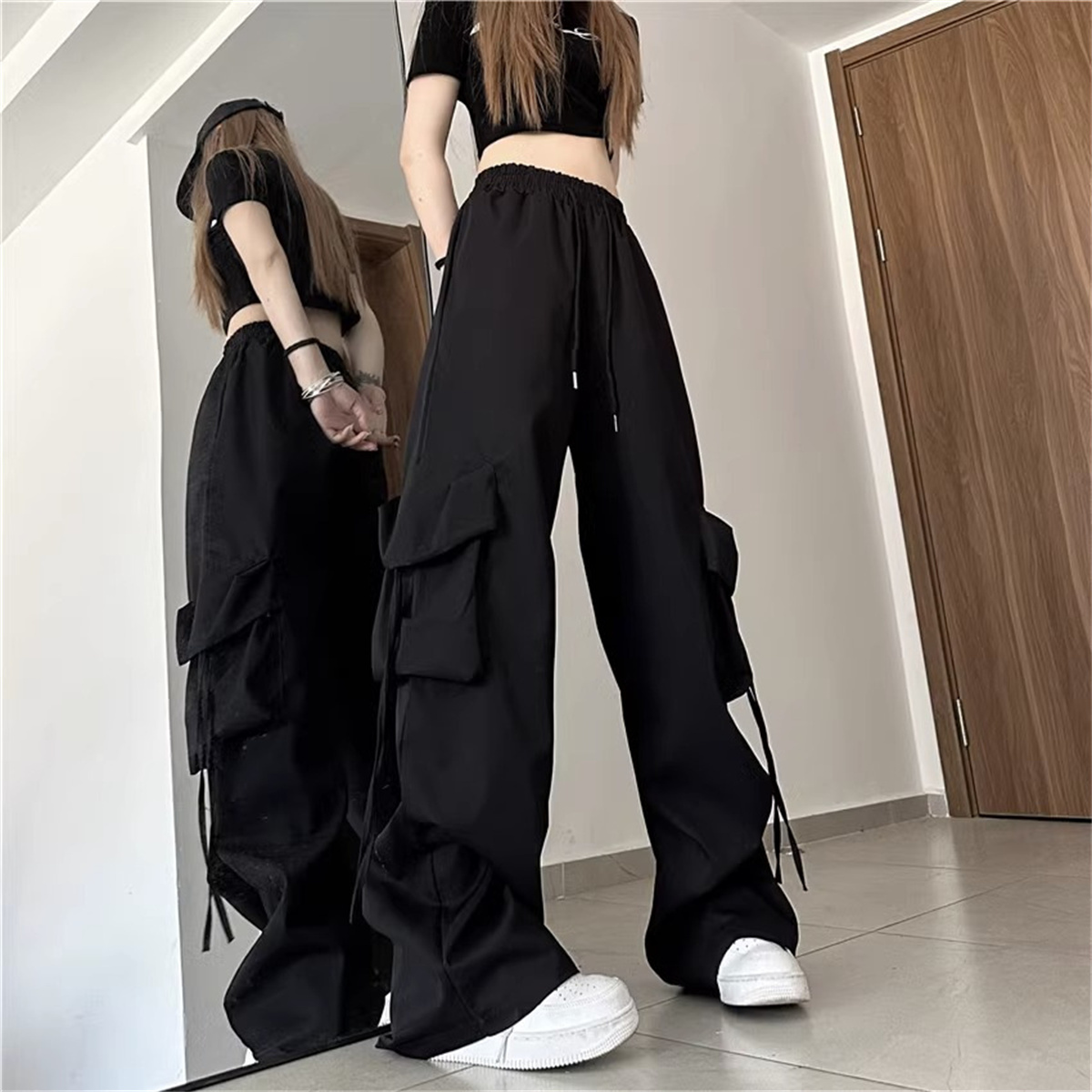 Plus Size Women Cargo Pants Hi - Vintage Fashion Fabrics ulasan dan harga
