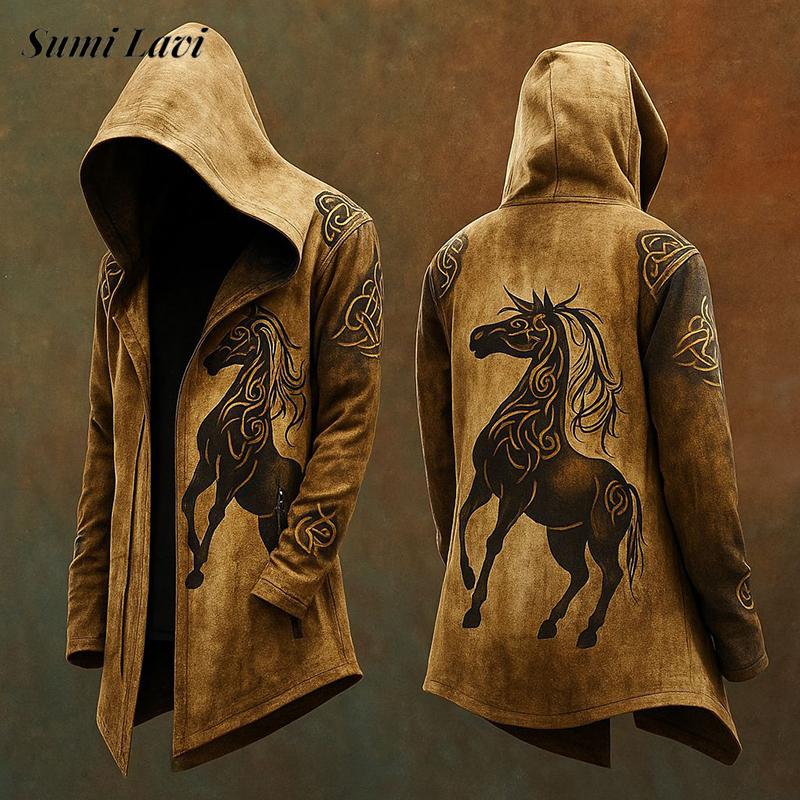 Vintage Goth Printed Hooded Co - Vintage Fashion Postcards ulasan dan harga