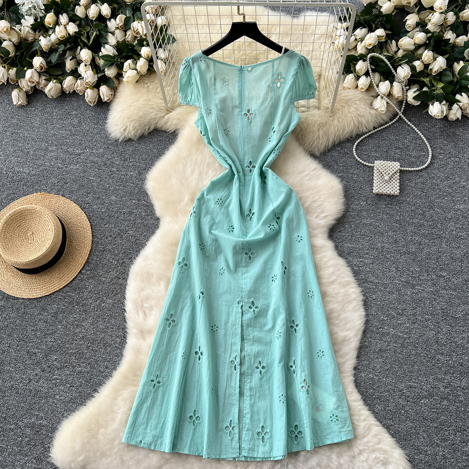 Chic lace Embroidered hollow o - Vintage Fashion Fabrics ulasan dan harga