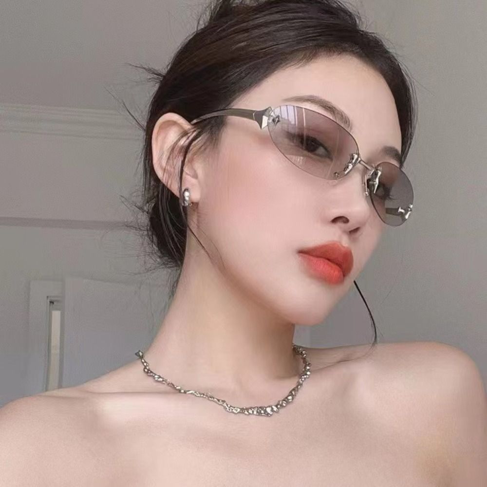 Y2K Style Frameless Sunglasses - Vintage Fashion Trends ulasan dan harga
