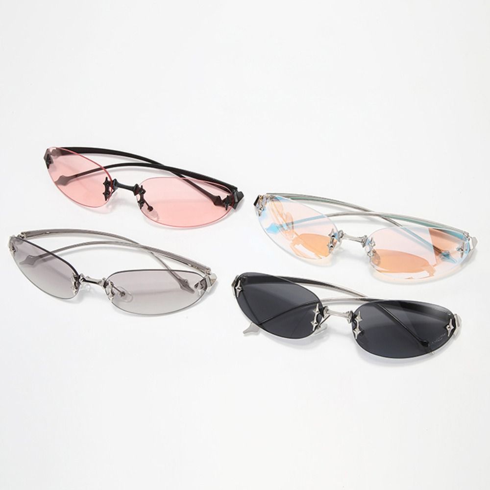Y2K Style Frameless Sunglasses - Vintage Fashion Trends ulasan dan harga