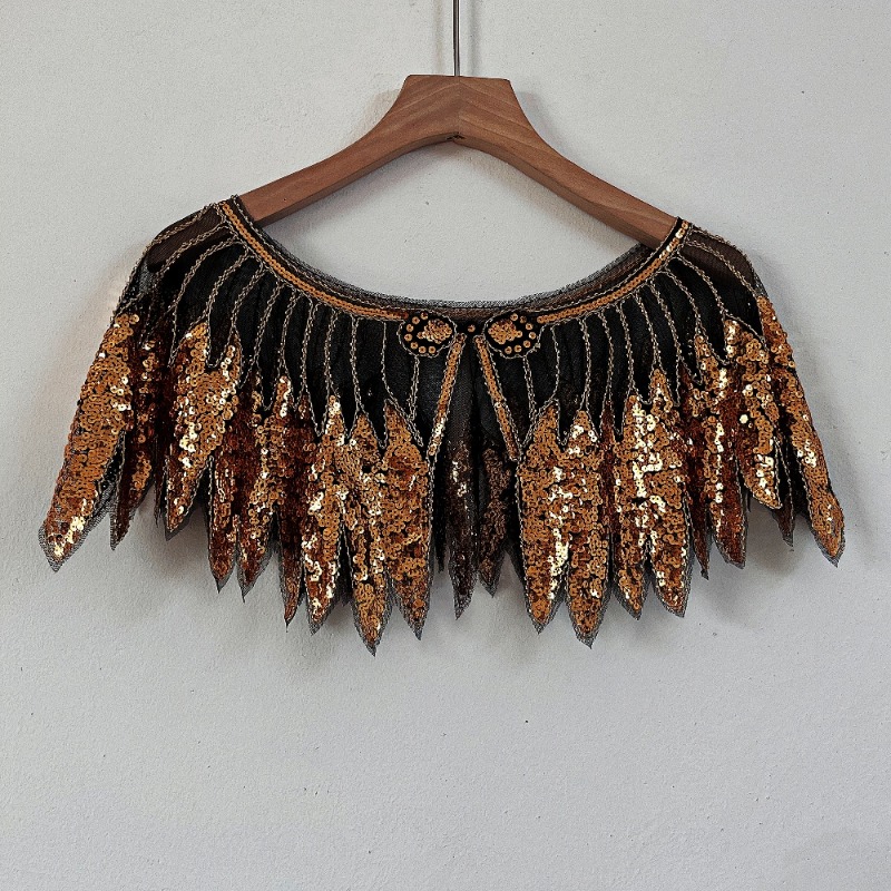 Ladies Sequins Leaf Lace Flapp - Vintage Fashion Fabrics ulasan dan harga