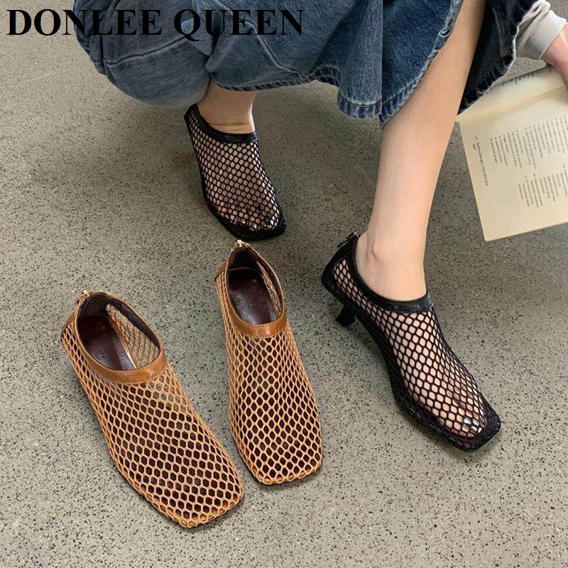 Vintage Mesh Square Toe Mule S - Vintage Fashion Heels ulasan dan harga