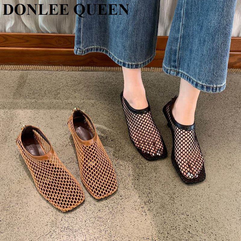 Vintage Mesh Square Toe Mule S - Vintage Fashion Heels ulasan dan harga