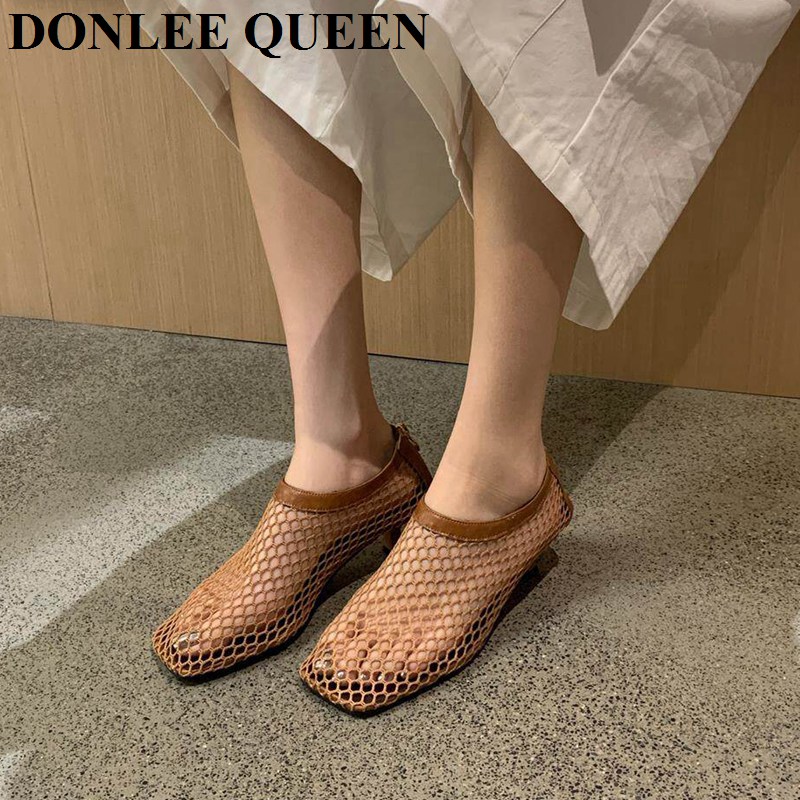 Vintage Mesh Square Toe Mule S - Vintage Fashion Heels ulasan dan harga