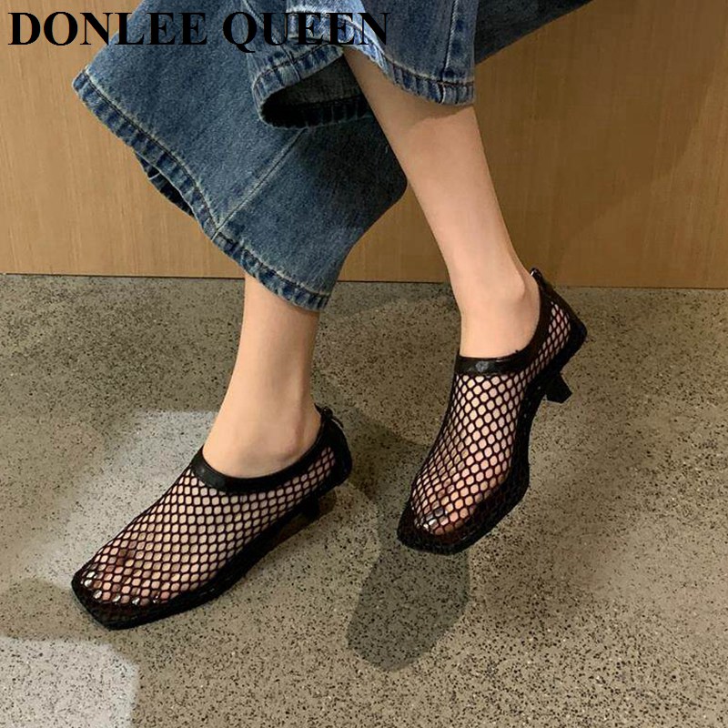 Vintage Mesh Square Toe Mule S - Vintage Fashion Heels ulasan dan harga