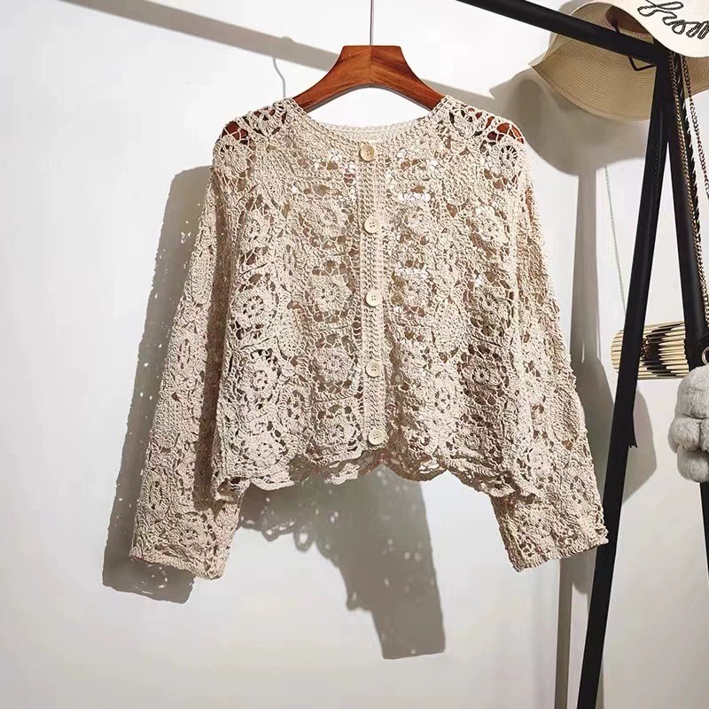 Retro Hook Flower Hollow Out T - Vintage Fashion Postcards ulasan dan harga