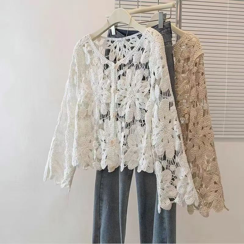 Retro Hook Flower Hollow Out T - Vintage Fashion Postcards ulasan dan harga