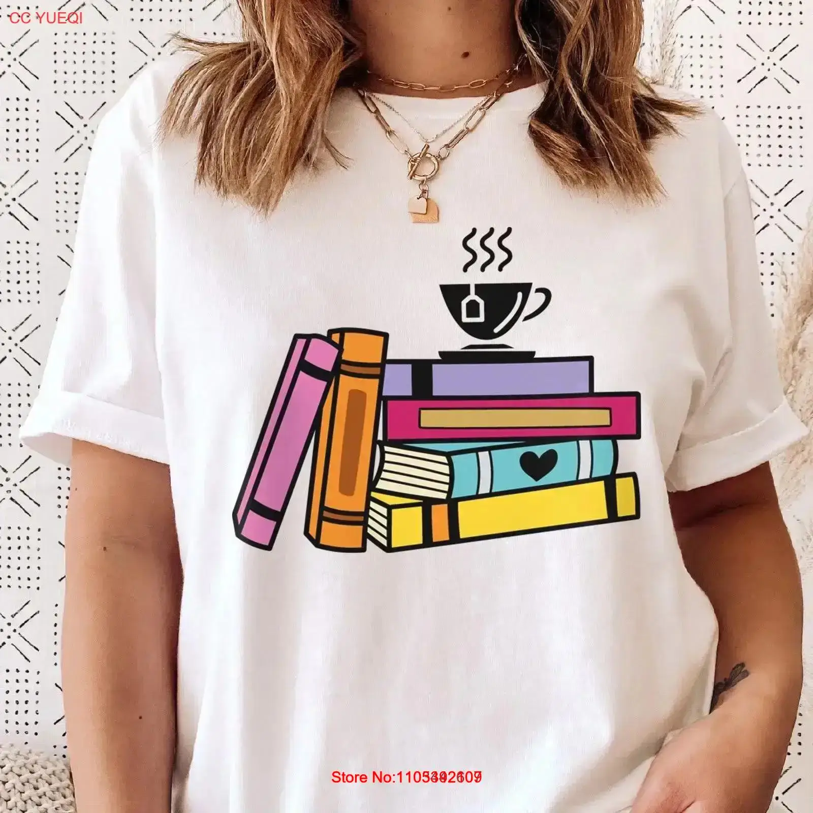 Books and Tea T Shirt Colorful - Vintage Fashion Knitwear Book ulasan dan harga