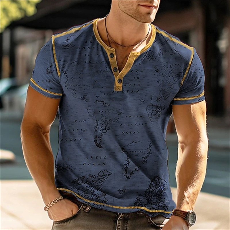 Men's Henry Shirts Funny 3D Pr - Vintage Fashion For Men ulasan dan harga