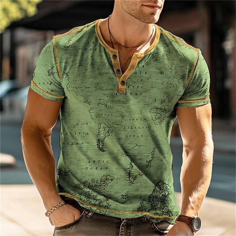 Men's Henry Shirts Funny 3D Pr - Vintage Fashion For Men ulasan dan harga