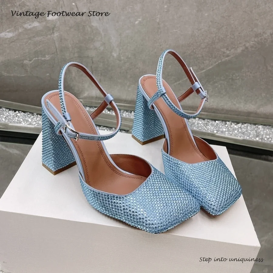 Vintage Crystal Embellished Pu - Vintage Fashion Heels ulasan dan harga
