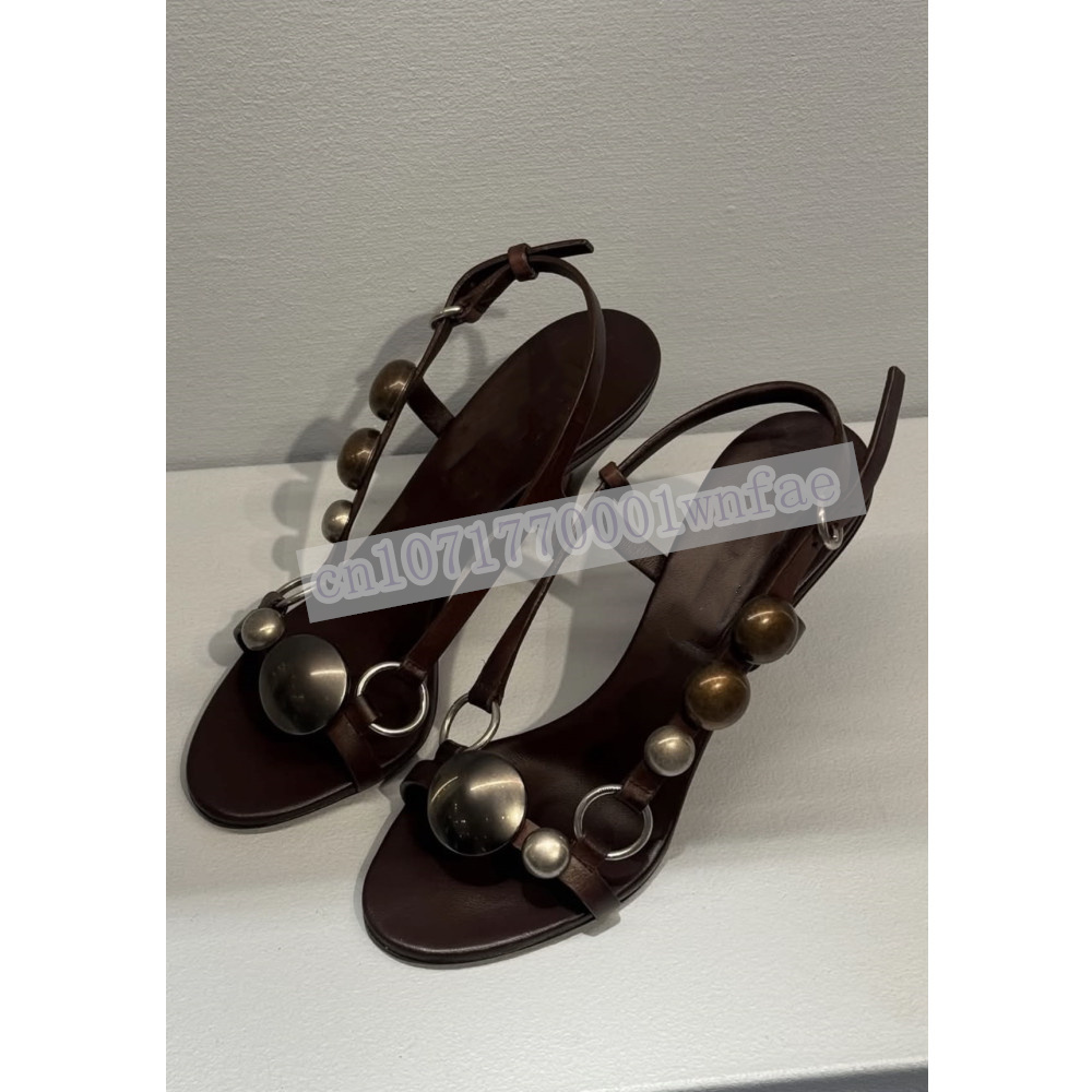 Women Brown Leather Slingback  - Vintage Fashion Heels ulasan dan harga