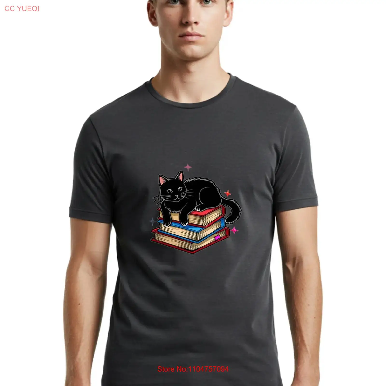 Black Cat On Books 4 Mens T Sh - Vintage Fashion Knitwear Book ulasan dan harga