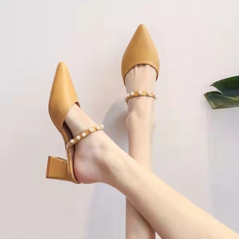 Women's Vintage Pointed Toe Mu - Vintage Fashion Heels ulasan dan harga