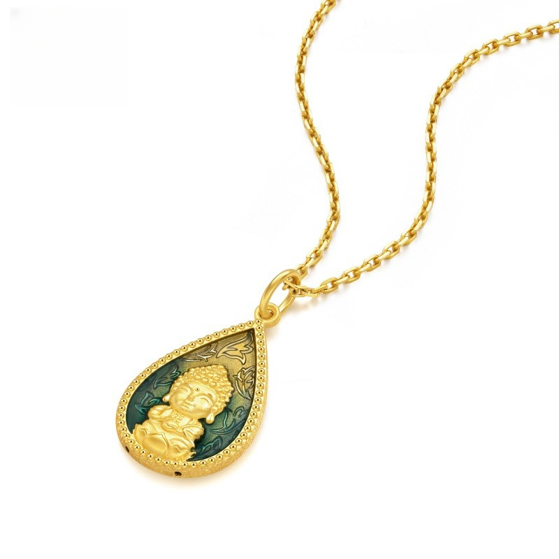 Medicine Buddha Enamel Necklac - Vintage Fashion Meaning ulasan dan harga